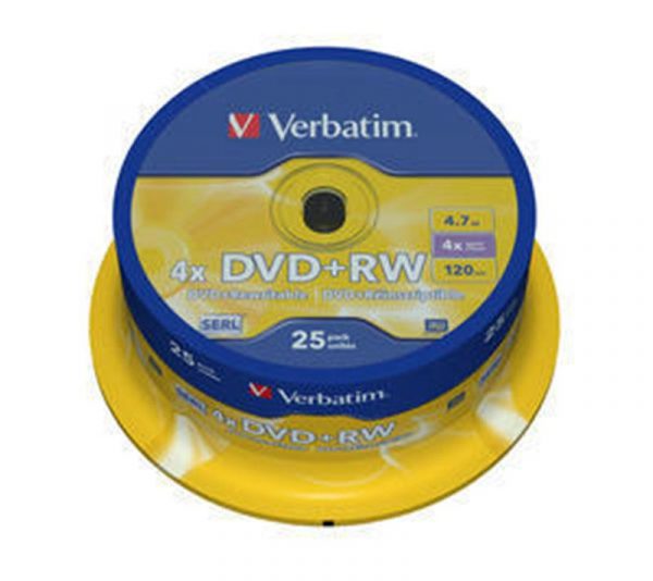 Диски DVD+RW Verbatim (43489) 4.7GB 4x Cake, 25шт Silver - купить в интернет-магазине Анклав