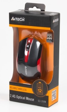 Мышь беспроводная A4Tech G3-200N Black/Red USB V-Track - купить в интернет-магазине Анклав