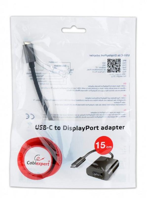Адаптер Cablexpert (A-CM-DPF-01) USB3.1 Type C - DisplayPort, 0.15 м, чорний - купить в интернет-магазине Анклав