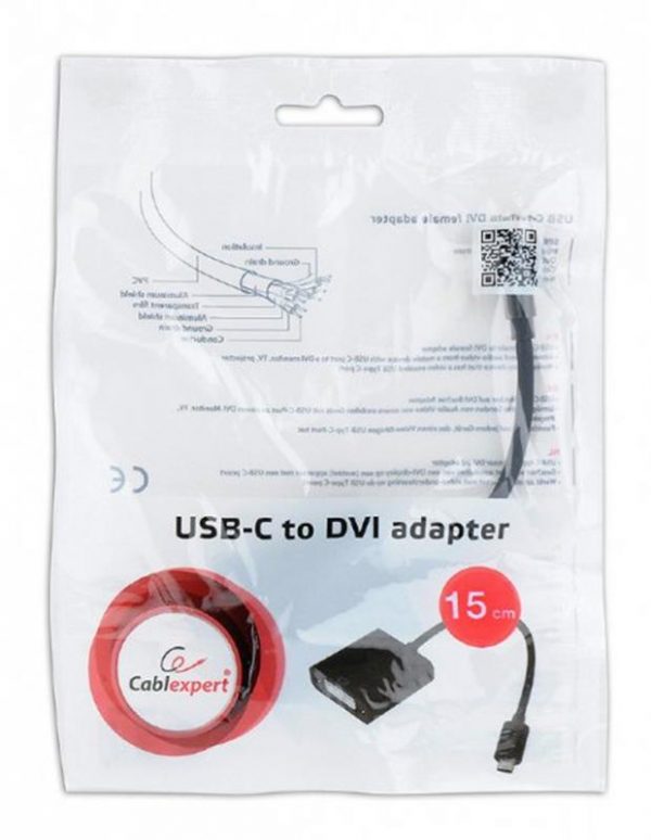 Адаптер Cablexpert (A-CM-DVIF-01) USB3.1 Type C - DVI, 0.15 м, чорний - купить в интернет-магазине Анклав