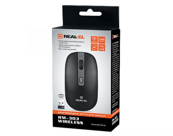 REAL-EL RM-301 Wireless Black USB UAH - купить в интернет-магазине Анклав