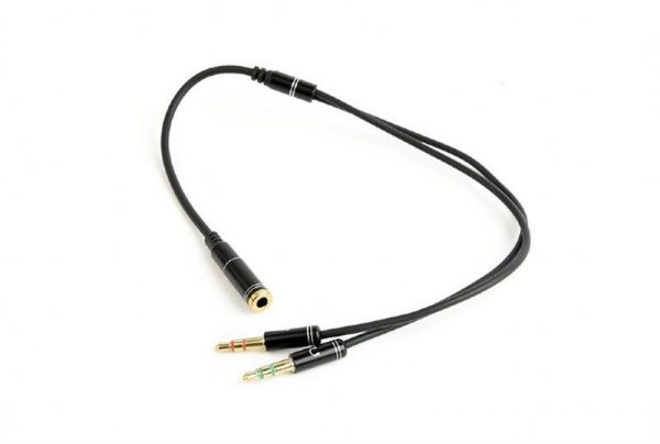 Аудіо-кабель Cablexpert (CCA-418M) 3.5 mm 4-pin-2х3.5 mm stereo, 0.2м, чорний - купить в интернет-магазине Анклав