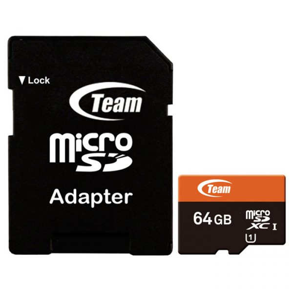 Карта пам'яті MicroSDXC  64GB UHS-I Team + SD-adapter (TUSDX64GUHS03) - купить в интернет-магазине Анклав