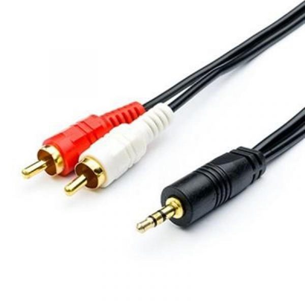 Аудіо-кабель Atcom (10707) mini-jack 3.5мм(M)-2xRCA-тюльпан(M) 1,8м пакет - купить в интернет-магазине Анклав
