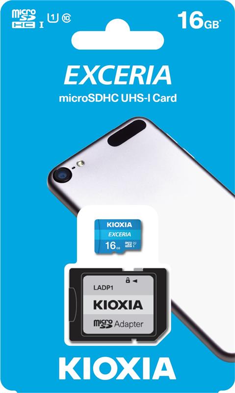 Карта пам'яті MicroSDHC 16GB UHS-I Class 10 Kioxia Exceria R100MB/s (LMEX1L016GG2) + SD-адаптер - купить в интернет-магазине Анклав