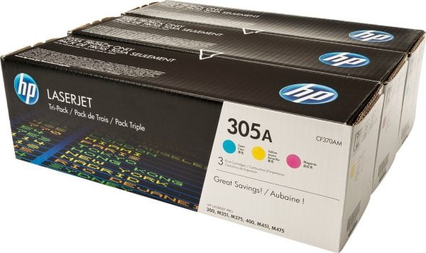 Комплект картриджей HP 305A СLJ Pro M351/451/475 (CE411A, CE412A, CE413A), CYM (CF370AM) - купить в интернет-магазине Анклав