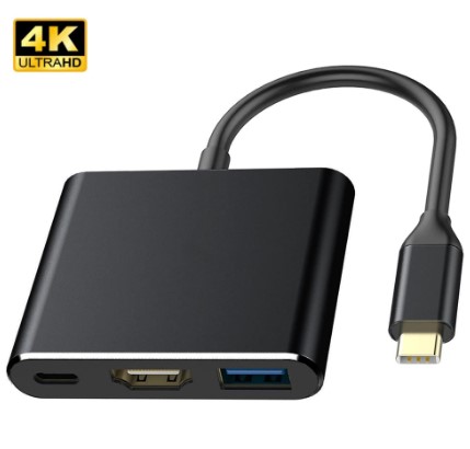 Адаптер Dynamode Type-C to HDMI/Type-C/USB 3.0 Black - купить в интернет-магазине Анклав