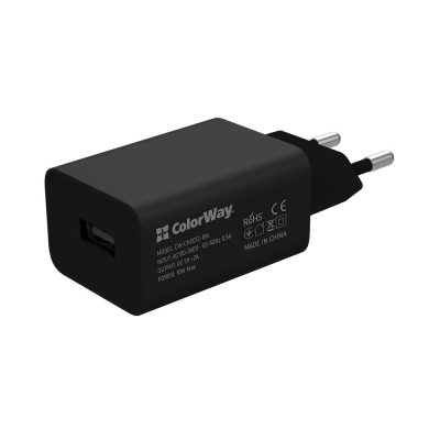 Зарядний пристрій 220V-USB ColorWay (1USBx2A) Black (CW-CHS012-BK) - купить в интернет-магазине Анклав