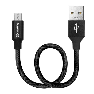 Кабель USB 2.0 to MicroUSB 0.25m ColorWay (CW-CBUM048-BK) Black - купить в интернет-магазине Анклав