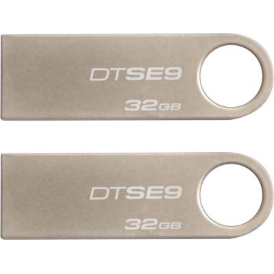 Флеш-накопичувач USB 2.0 2 x 32Gb Kingston DataTraveler SE9 (DTSE9H/32GB-2P) Grey - купить в интернет-магазине Анклав