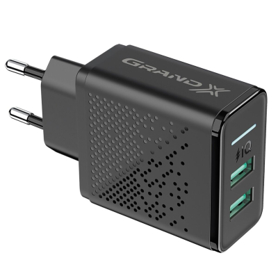 Зарядний пристрій 220V-USB Grand-X 3.1 А, Black (CH-60) - купить в интернет-магазине Анклав
