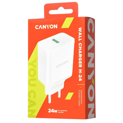 Зарядний пристрій 220V-USB Canyon QC3.0 CNE-CHA24W - купить в интернет-магазине Анклав